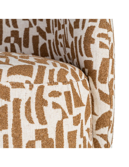 Fauteuil lounge crème et ocre à motif graphique 73x82x70 cm Tavelado Ixia - 4
