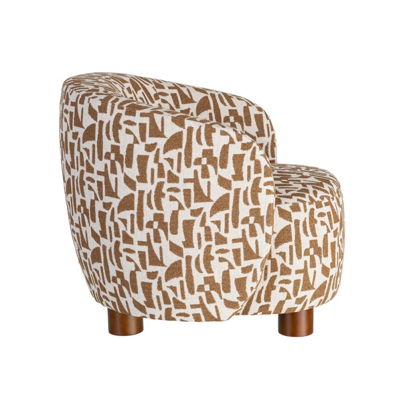 Fauteuil lounge crème et ocre à motif graphique 73x82x70 cm Tavelado Ixia - 6