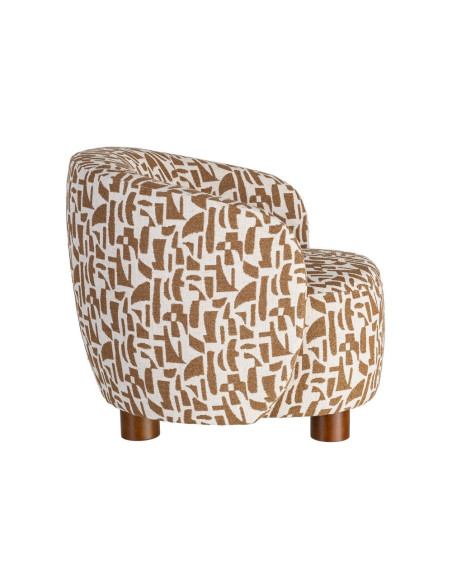 Fauteuil lounge crème et ocre à motif graphique 73x82x70 cm Tavelado Ixia - 6