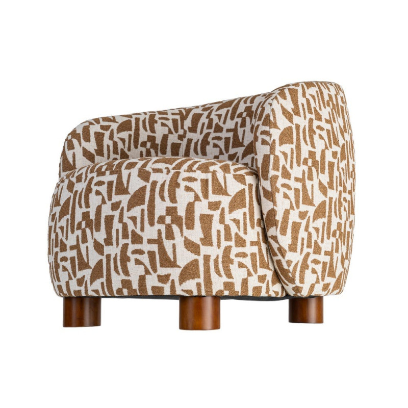 Fauteuil lounge crème et ocre à motif graphique 73x82x70 cm Tavelado Ixia - 9