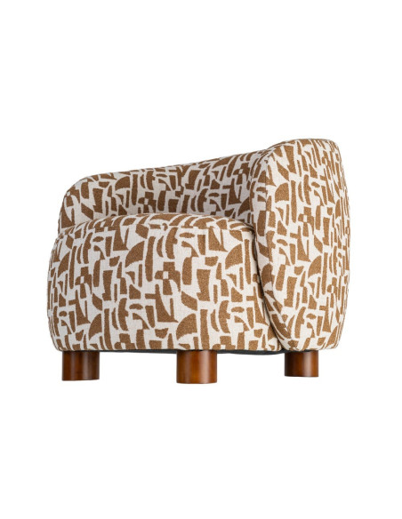 Fauteuil lounge crème et ocre à motif graphique 73x82x70 cm Tavelado Ixia - 9