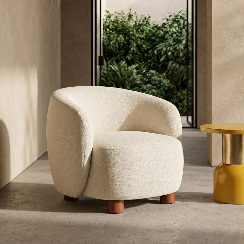 Fauteuil lounge crème en tissu 73x82x70 cm Tavelado Ixia - 2
