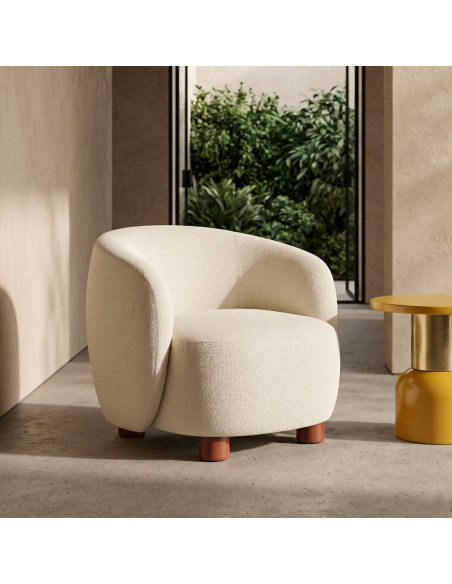 Fauteuil lounge crème en tissu 73x82x70 cm Tavelado Ixia - 2
