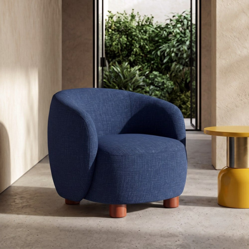 Fauteuil lounge bleu nuit en tissu 73x82x70 cm Tavelado Ixia - 2