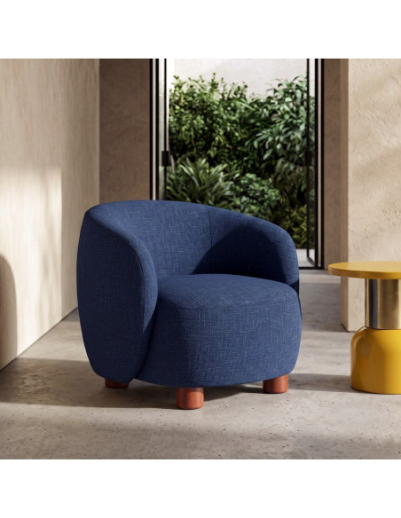 Fauteuil lounge bleu nuit en tissu 73x82x70 cm Tavelado Ixia - 2