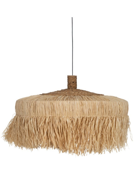 Grande suspension beige en fibres naturelles à franges 80x80x45 cm Isenesa Ixia - 1