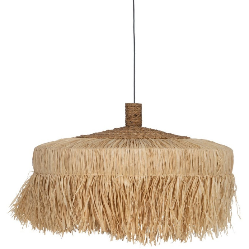 Grande suspension beige en fibres naturelles à franges 80x80x45 cm Isenesa Ixia - 1