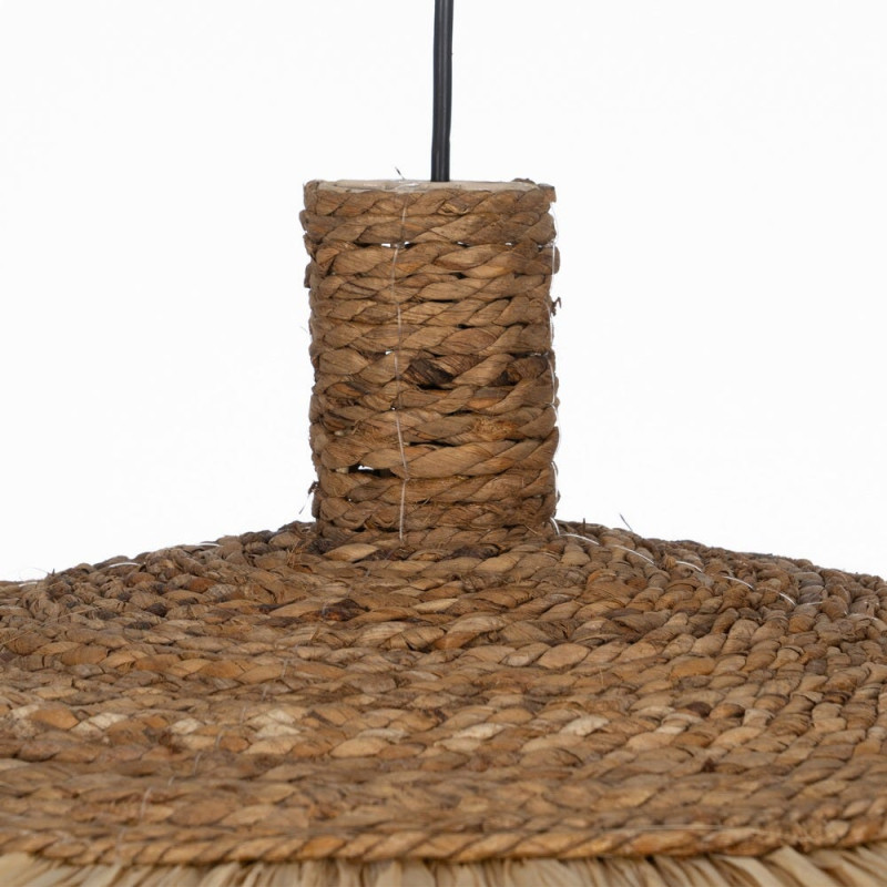 Grande suspension beige en fibres naturelles à franges 80x80x45 cm Isenesa Ixia - 2