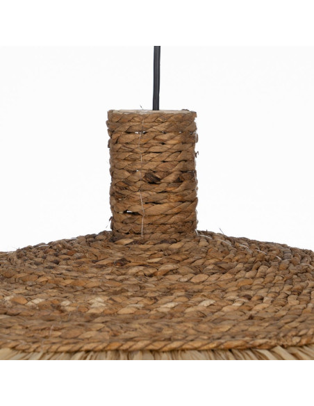 Grande suspension beige en fibres naturelles à franges 80x80x45 cm Isenesa Ixia - 2