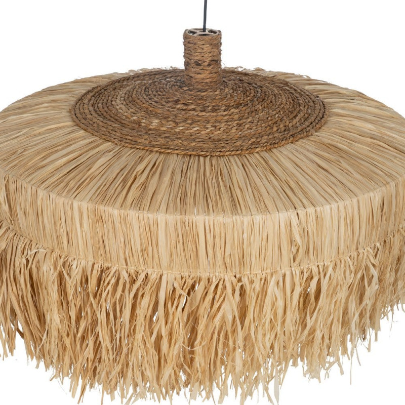 Grande suspension beige en fibres naturelles à franges 80x80x45 cm Isenesa Ixia - 3