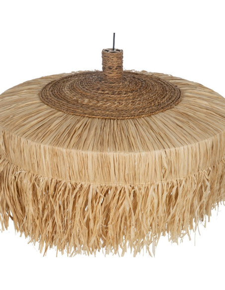 Grande suspension beige en fibres naturelles à franges 80x80x45 cm Isenesa Ixia - 3