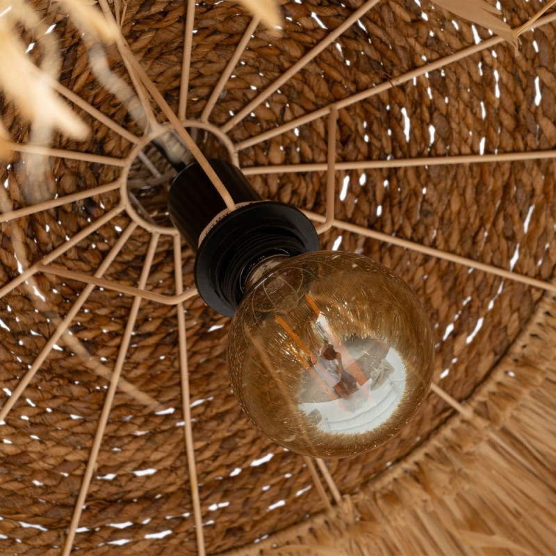 Grande suspension beige en fibres naturelles à franges 80x80x45 cm Isenesa Ixia - 7