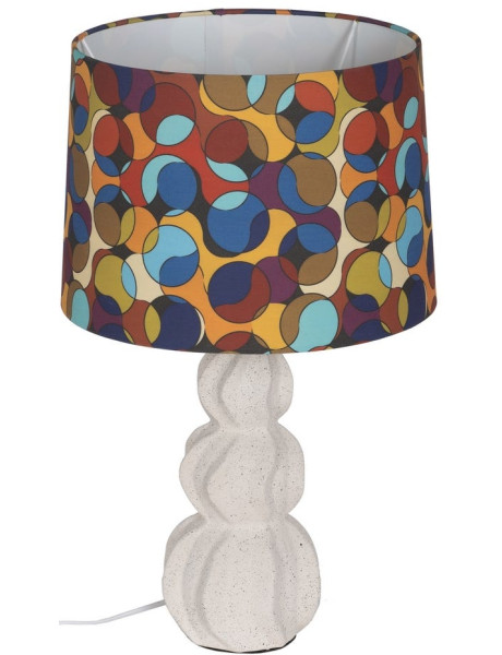 Lampe à poser céramique blanche abat-jour graphique 36,5x36,5x60 cm Arelaya Ixia - 1