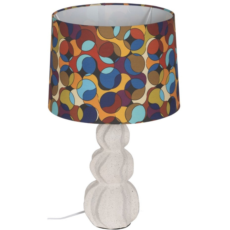 Lampe à poser céramique blanche abat-jour graphique 36,5x36,5x60 cm Arelaya Ixia - 1