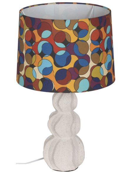 Lampe à poser céramique blanche abat-jour graphique 36,5x36,5x60 cm Arelaya Ixia - 1