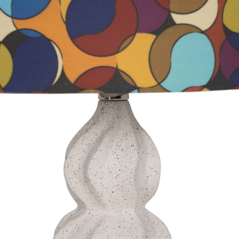 Lampe à poser céramique blanche abat-jour graphique 36,5x36,5x60 cm Arelaya Ixia - 3