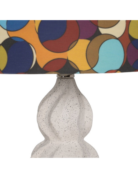 Lampe à poser céramique blanche abat-jour graphique 36,5x36,5x60 cm Arelaya Ixia - 3