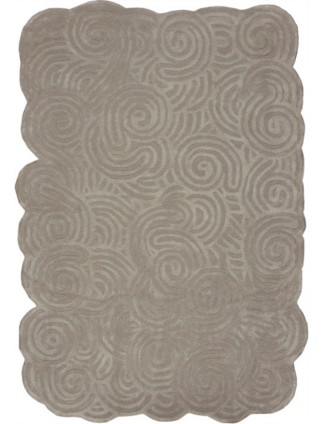 Tapis en laine beige forme organique 230x160 cm Swirl  - 1