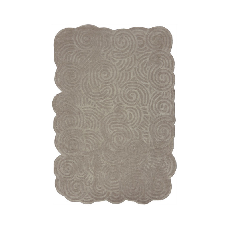 Tapis en laine beige forme organique 230x160 cm Swirl  - 1