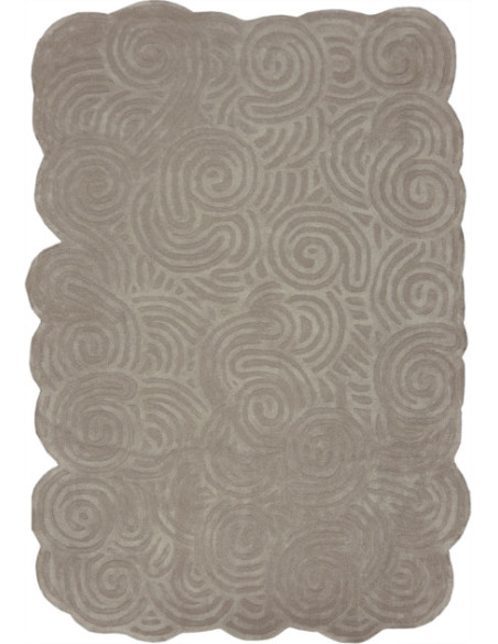 Tapis en laine beige forme organique 230x160 cm Swirl  - 1