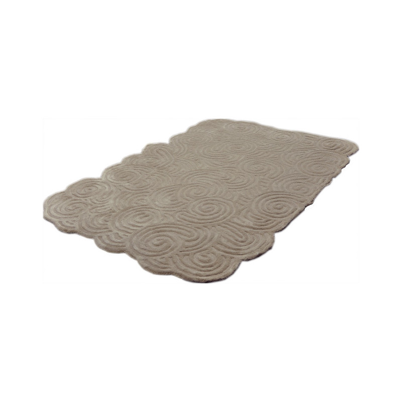 Tapis en laine beige forme organique 230x160 cm Swirl  - 2