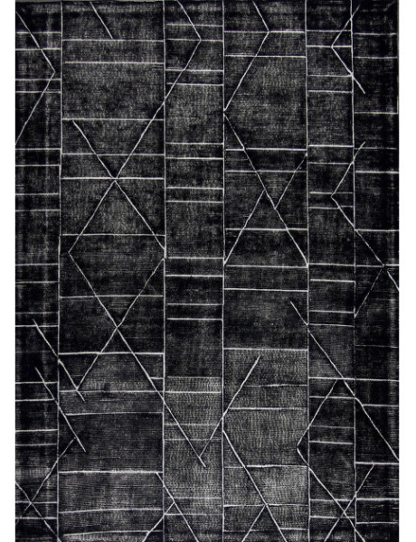 Grand tapis en laine noir motif géométrique 290x190 cm Matrix  - 1