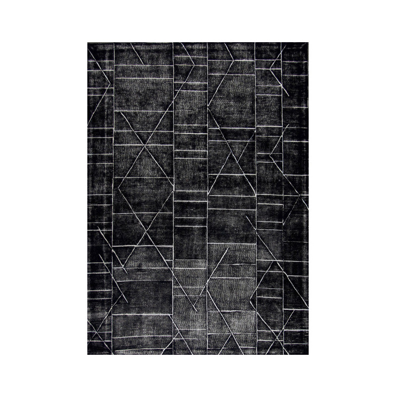 Grand tapis en laine noir motif géométrique 290x190 cm Matrix  - 1