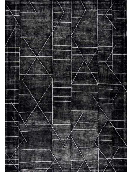 Grand tapis en laine noir motif géométrique 290x190 cm Matrix  - 1