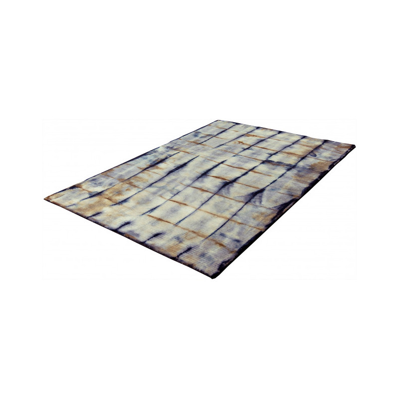Tapis en laine bleu et ocre 230x160 cm Tie-Dye  - 2