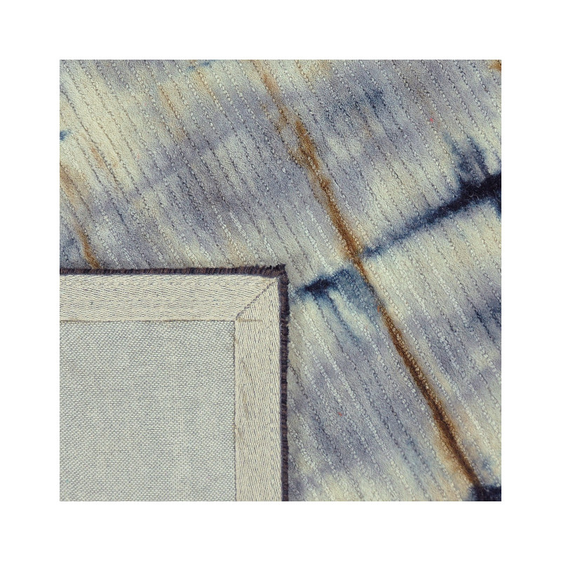 Tapis en laine bleu et ocre 230x160 cm Tie-Dye  - 4