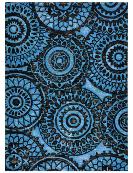 Grand tapis en laine bleu et noir 300x200 cm Sunflower  - 1
