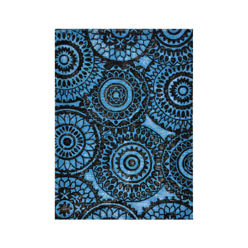 Grand tapis en laine bleu et noir 300x200 cm Sunflower  - 1