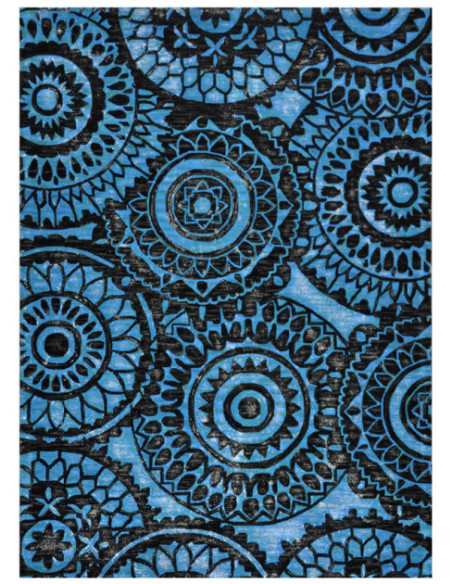 Grand tapis en laine bleu et noir 300x200 cm Sunflower  - 1