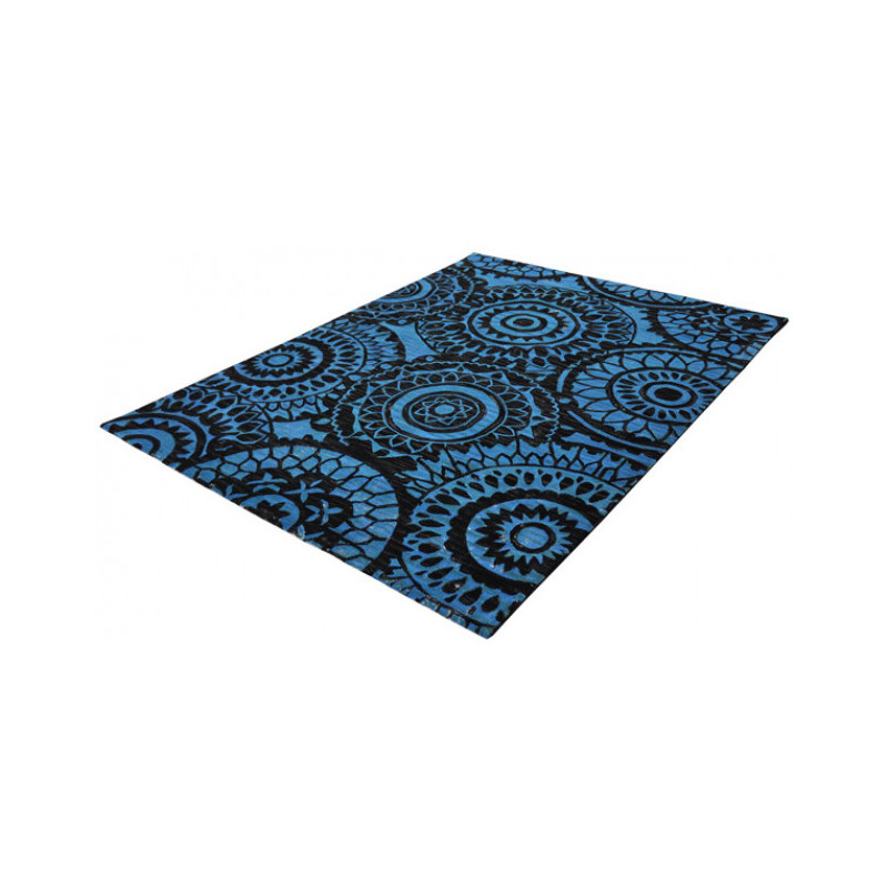 Grand tapis en laine bleu et noir 300x200 cm Sunflower  - 2