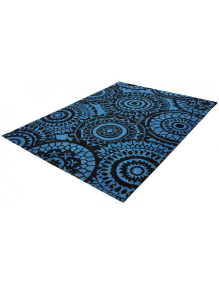 Grand tapis en laine bleu et noir 300x200 cm Sunflower  - 2