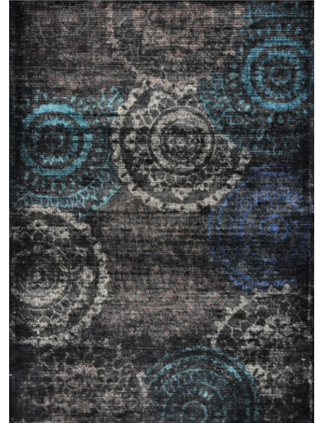 Tapis en laine bleu pétrole et noir 240x170 cm Sunflower  - 1