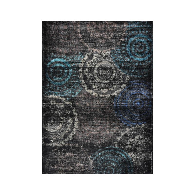Tapis en laine bleu pétrole et noir 240x170 cm Sunflower  - 1