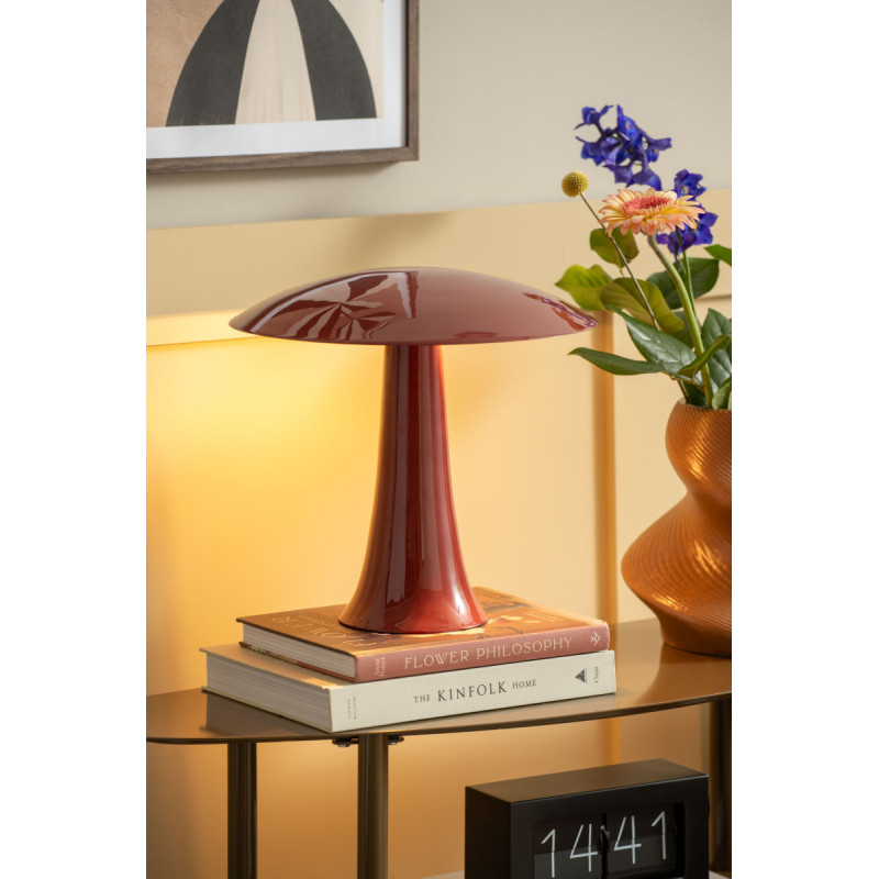 Lampe champignon rouge bordeaux en métal 30 cm Cadiz Disc Leitmotiv - 2