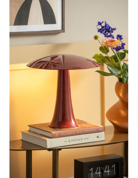 Lampe champignon rouge bordeaux en métal 30 cm Cadiz Disc Leitmotiv - 2