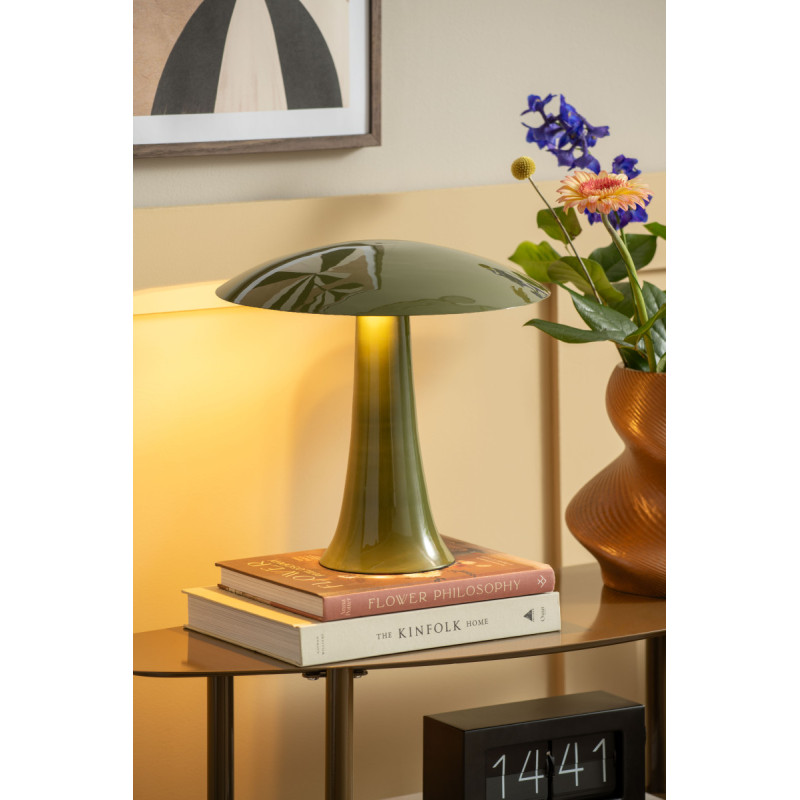 Lampe champignon vert olive en métal 30 cm Cadiz Disc Leitmotiv - 2
