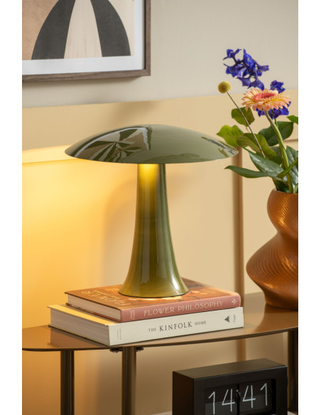 Lampe champignon vert olive en métal 30 cm Cadiz Disc Leitmotiv - 2