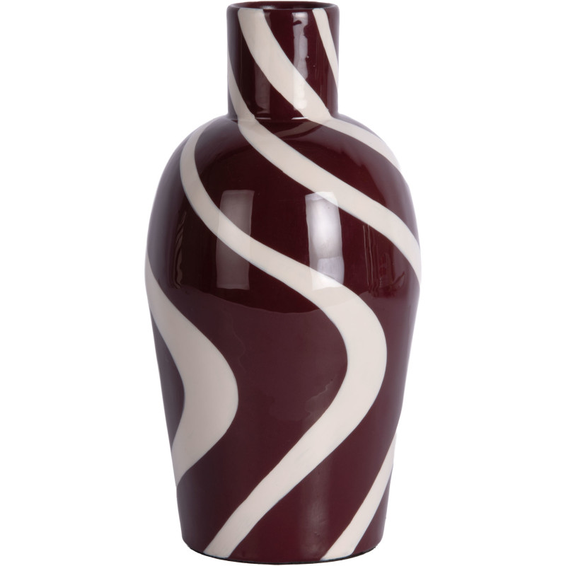 Vase design bordeaux et blanc cassé acier 13x25 cm Dublin Swirl Present Time - 1