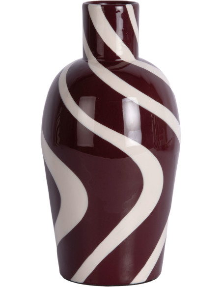 Vase design bordeaux et blanc cassé acier 13x25 cm Dublin Swirl Present Time - 1