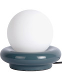 Lampe à poser boule bleu pétrole en céramique et verre Ø20x19 cm Catania Ring
