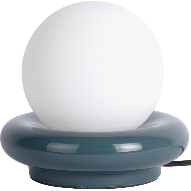 Lampe à poser boule bleu pétrole en céramique et verre Ø20x19 cm Catania Ring Leitmotiv - 1