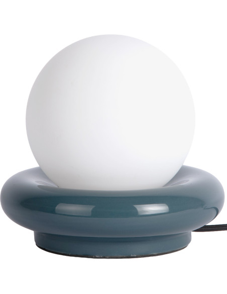 Lampe à poser boule bleu pétrole en céramique et verre Ø20x19 cm Catania Ring Leitmotiv - 1