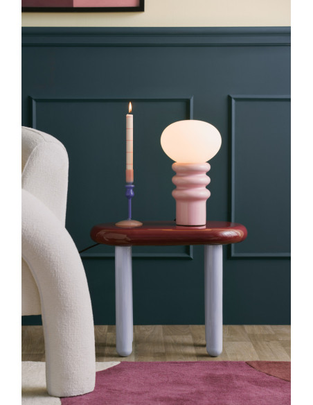 Lampe à poser rose poudré céramique et verre Ø20x33,5 cm Catania Aro Leitmotiv - 2