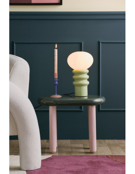 Lampe à poser vert amande céramique et verre Ø20x33,5 cm Catania Aro Leitmotiv - 2