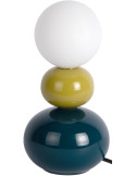 Lampe à poser bleu pétrole et vert olive céramique Ø10x26 cm Firenze Pellet
