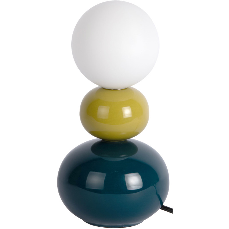 Lampe à poser bleu pétrole et vert olive céramique Ø10x26 cm Firenze Pellet Leitmotiv - 1